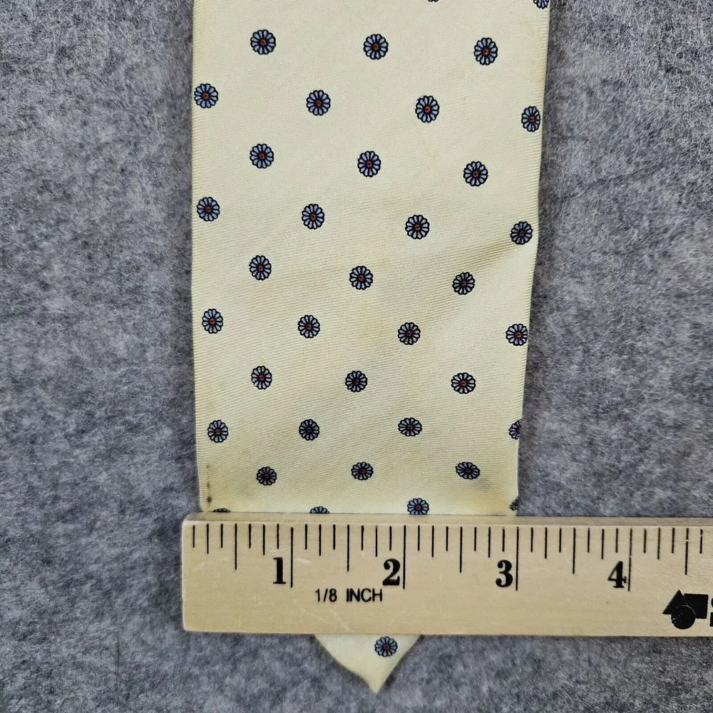 Brooks‎ Brothers Brooksgate Silk Neck Tie Yellow With Flowers 57x3 SPOTS Preppy